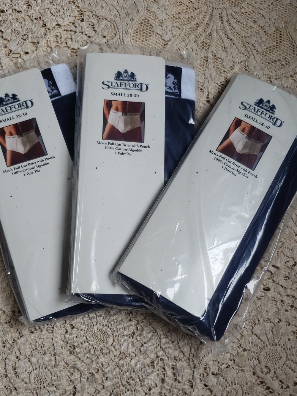 Stafford Men's Briefs Pack in Navy with White Waistband Bundle Size S